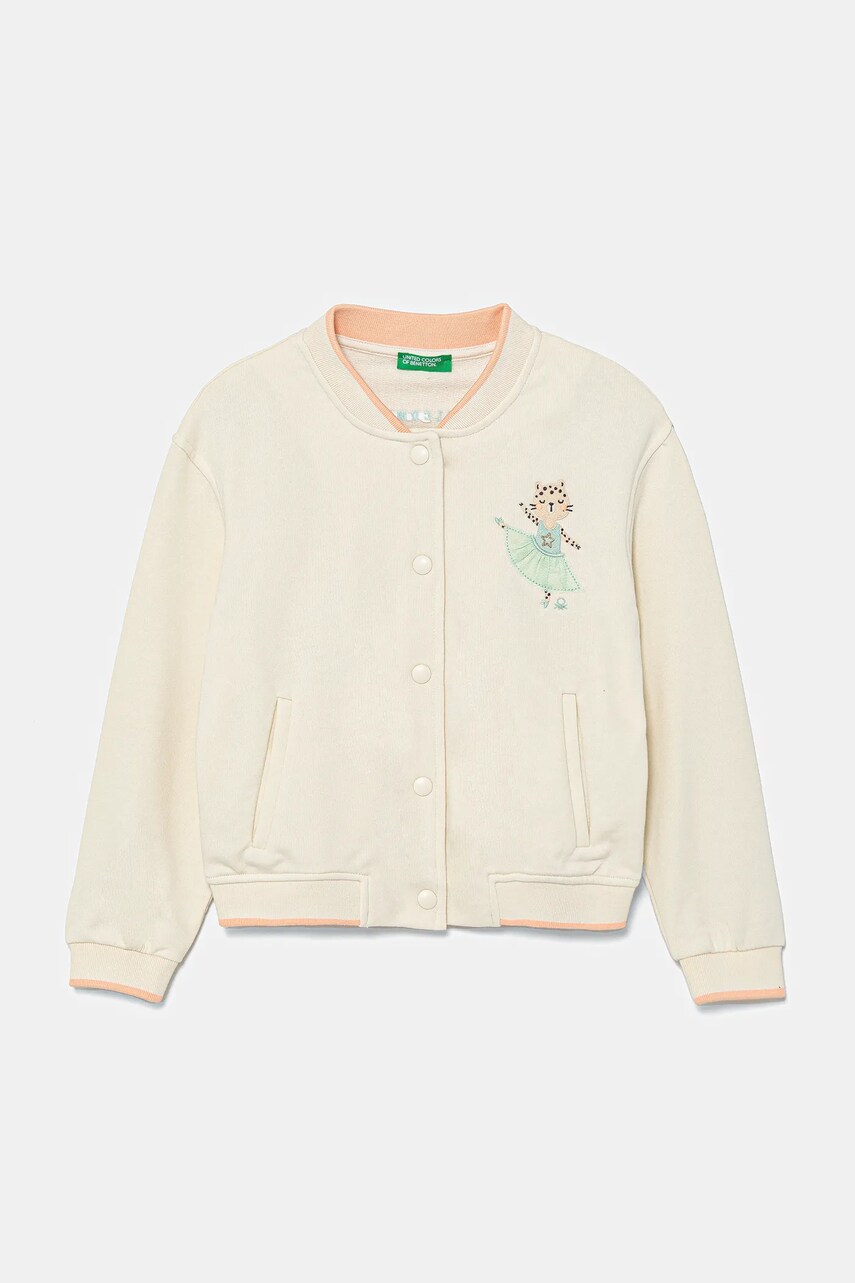 United Colors of Benetton bluză copii culoarea bej, cu imprimeu, 32N4G503P