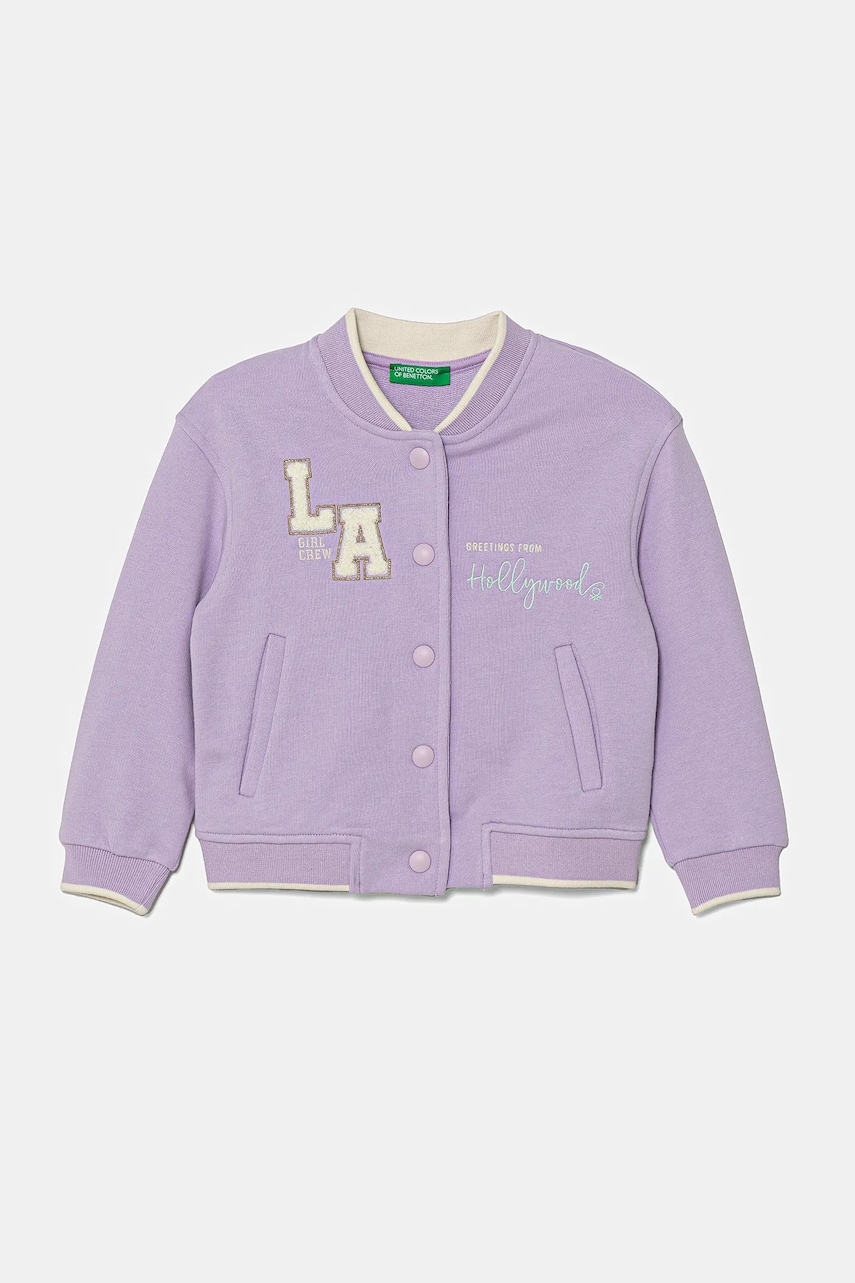 United Colors of Benetton bluză copii culoarea violet, cu imprimeu, 32N4G503P United Colors of Benetton bluză copii culoarea violet, cu imprimeu, 32N4G503P