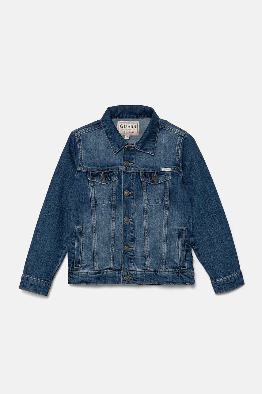 Levně Dětská riflová bunda Guess modrá barva, H5RJ00 D58M2