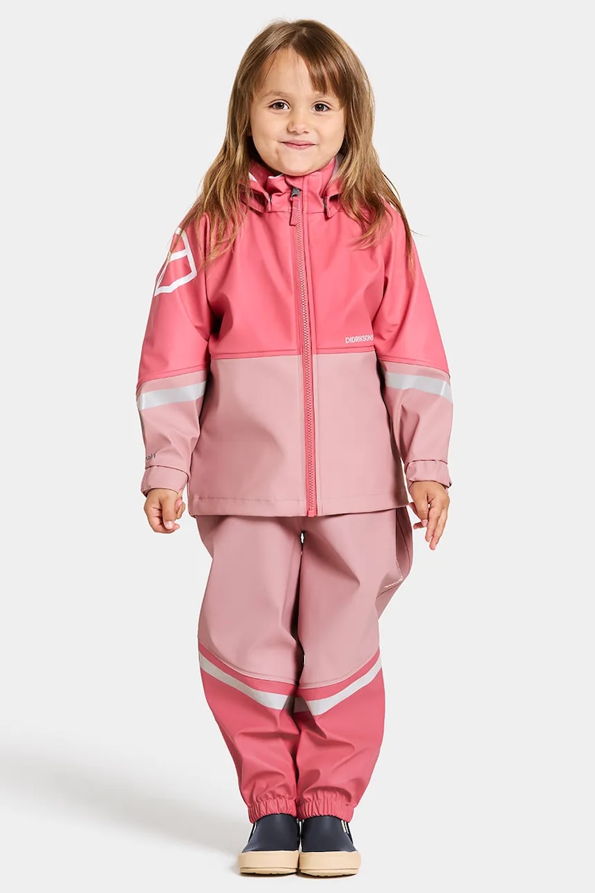 Didriksons salopeta si jacheta pentru copii WATERMAN KIDS SET culoarea roz, 505585 Didriksons salopeta si jacheta pentru copii WATERMAN KIDS SET culoarea roz, 505585