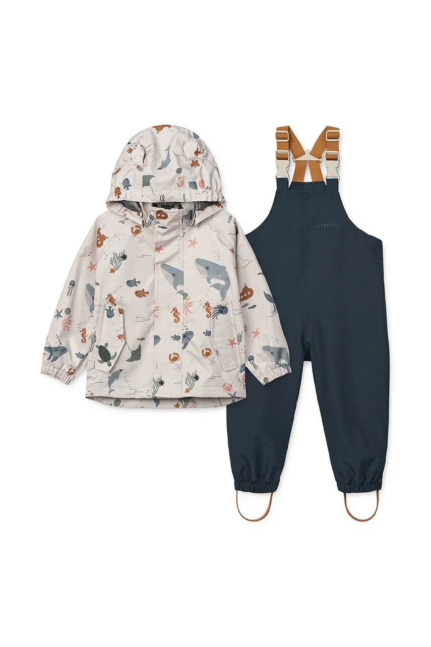 Liewood compleu copii Manu Rainwear Set culoarea albastru marin, LW19910