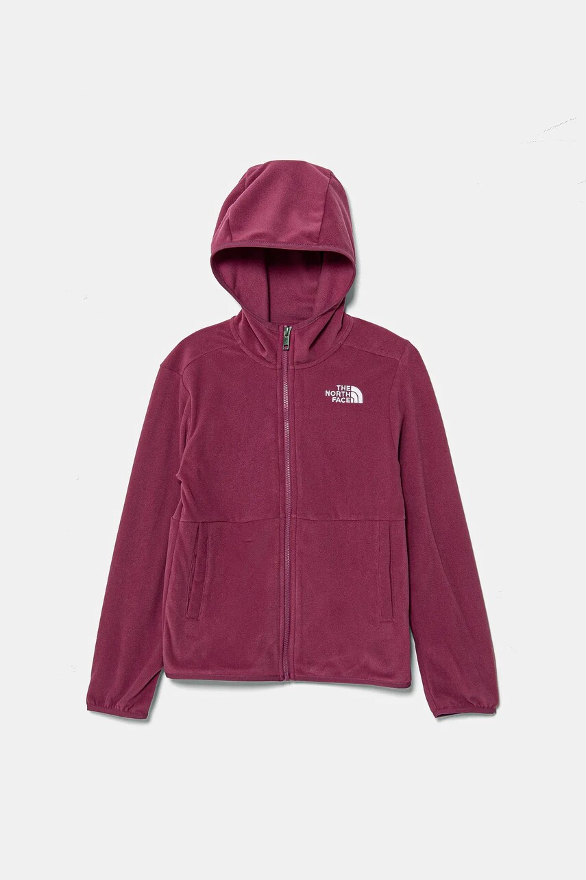 The North Face hanorac polar pentru copii TEEN GLACIER F/Z HOODED JACKET culoarea violet, cu gluga, cu imprimeu, NF0A8AZK6EO1