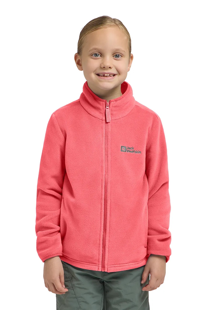 Jack Wolfskin bluza copii TAUNUS JACKET K culoarea roz, neted, 1609482 Jack Wolfskin bluza copii TAUNUS JACKET K culoarea roz, neted, 1609482