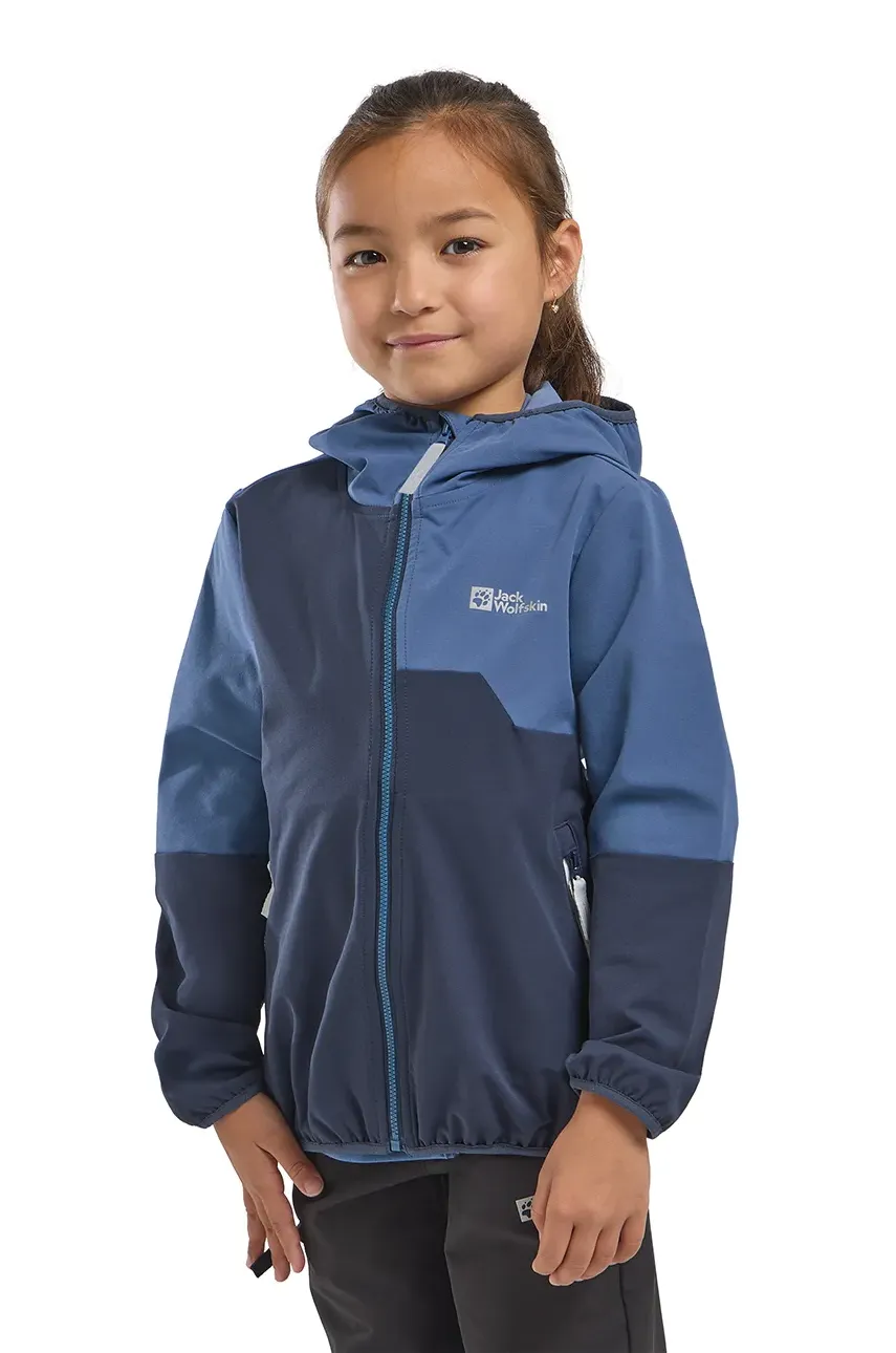 Jack Wolfskin geaca copii TURBULENCE HOODED JKT K culoarea albastru marin, A63683