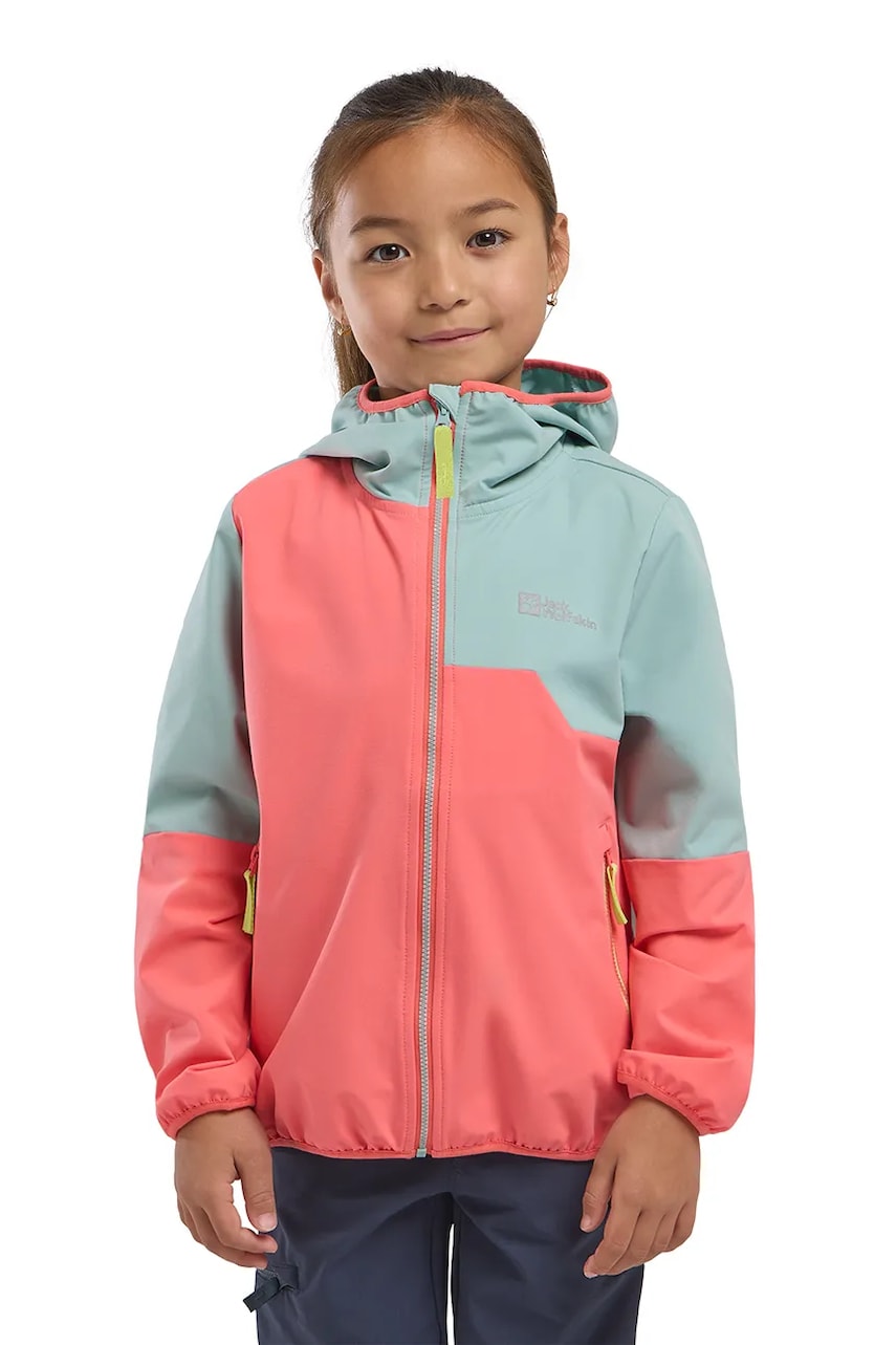 Jack Wolfskin geaca copii TURBULENCE HOODED JKT K culoarea portocaliu, A63683 Jack Wolfskin geaca copii TURBULENCE HOODED JKT K culoarea portocaliu, A63683