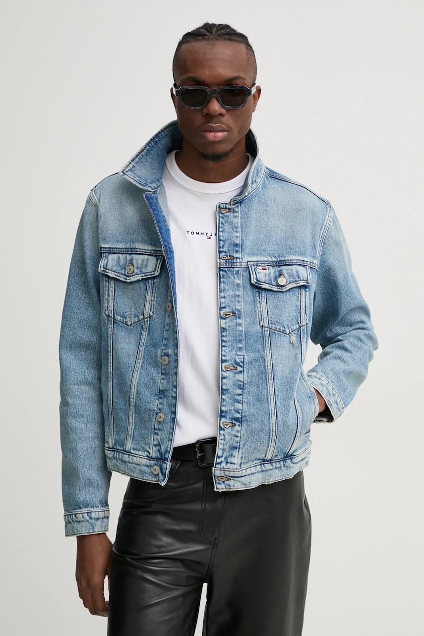 Tommy Jeans geacă din denim bărbați, de tranziție, DM0DM21098 Tommy Jeans geacă din denim bărbați, de tranziție, DM0DM21098