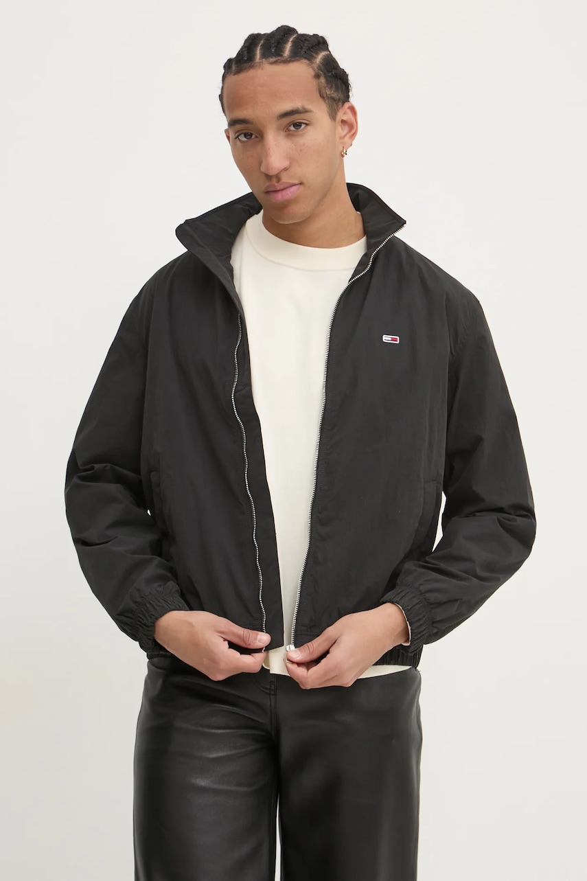 Tommy Jeans geaca barbati, culoarea negru, de tranzitie, oversize, DM0DM20655
