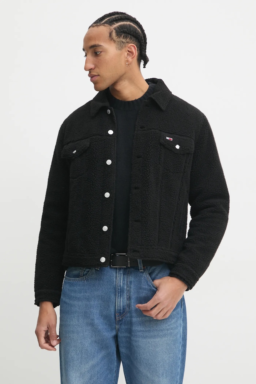 Tommy Jeans geacă bărbați, culoarea negru, de tranziție, DM0DM21093 Tommy Jeans geacă bărbați, culoarea negru, de tranziție, DM0DM21093