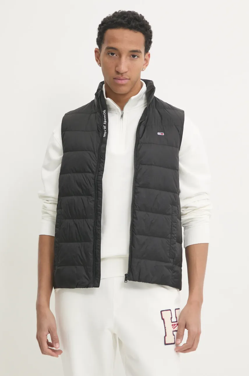 Tommy Jeans vesta de puf barbati, culoarea negru, de tranzitie, DM0DM20663