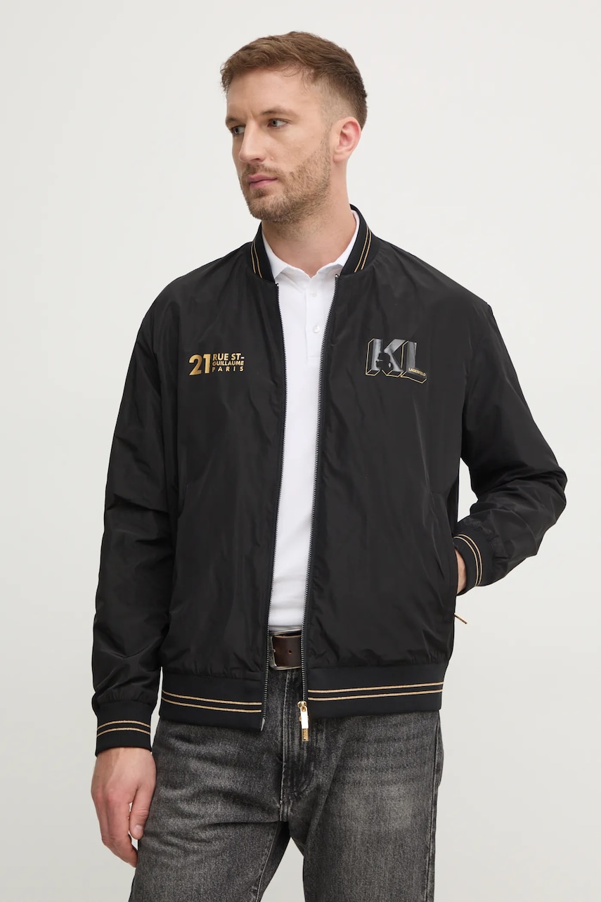 Karl Lagerfeld geaca bomber barbati, culoarea negru, de tranzitie, 505405.551501