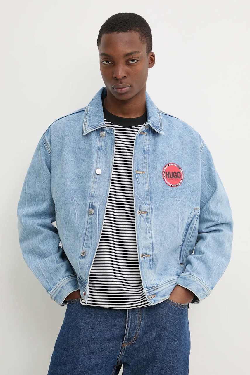 HUGO geacă din denim bărbați, de tranziție, oversize, 50539200