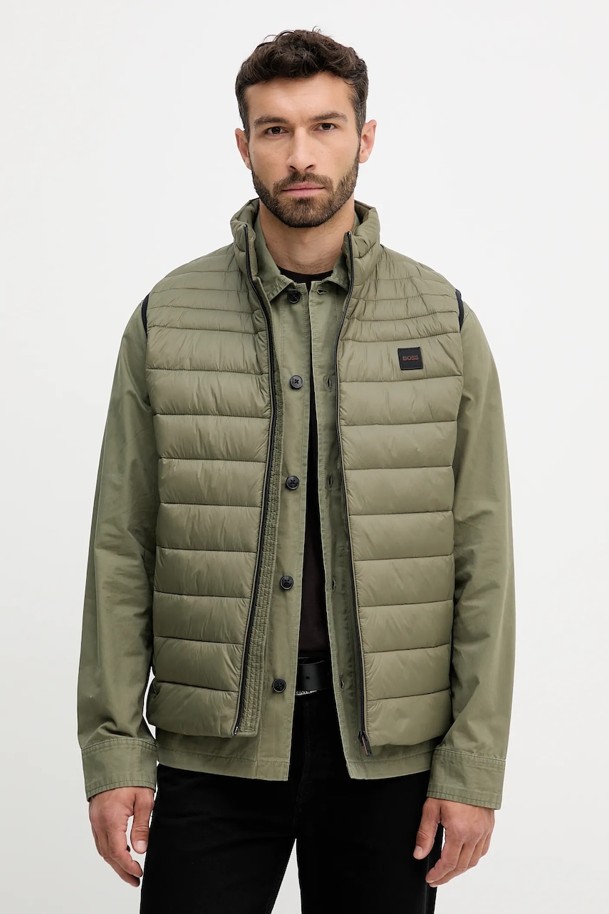 BOSS Orange vestă culoarea bleumarin, de tranziție, 50530966