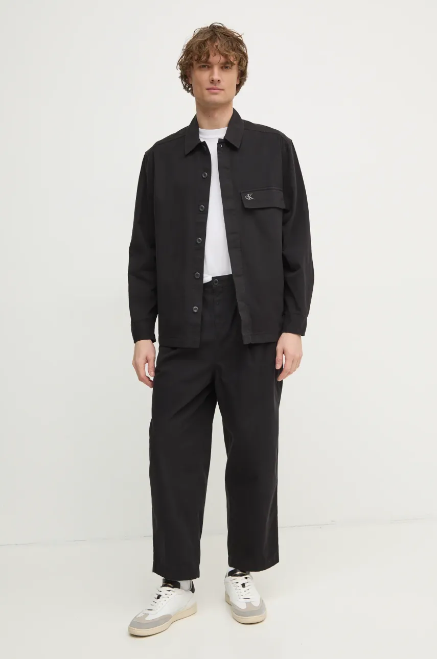 Хлопковая рубашка Calvin Klein Jeans мужская цвет чёрный regular J30J326724 Хлопковая рубашка Calvin Klein Jeans мужская цвет чёрный regular J30J326724