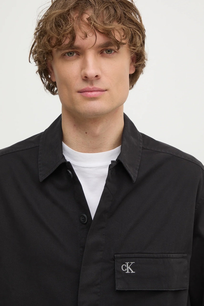 Бавовняна сорочка Calvin Klein Jeans чоловіча колір чорний regular J30J326724 