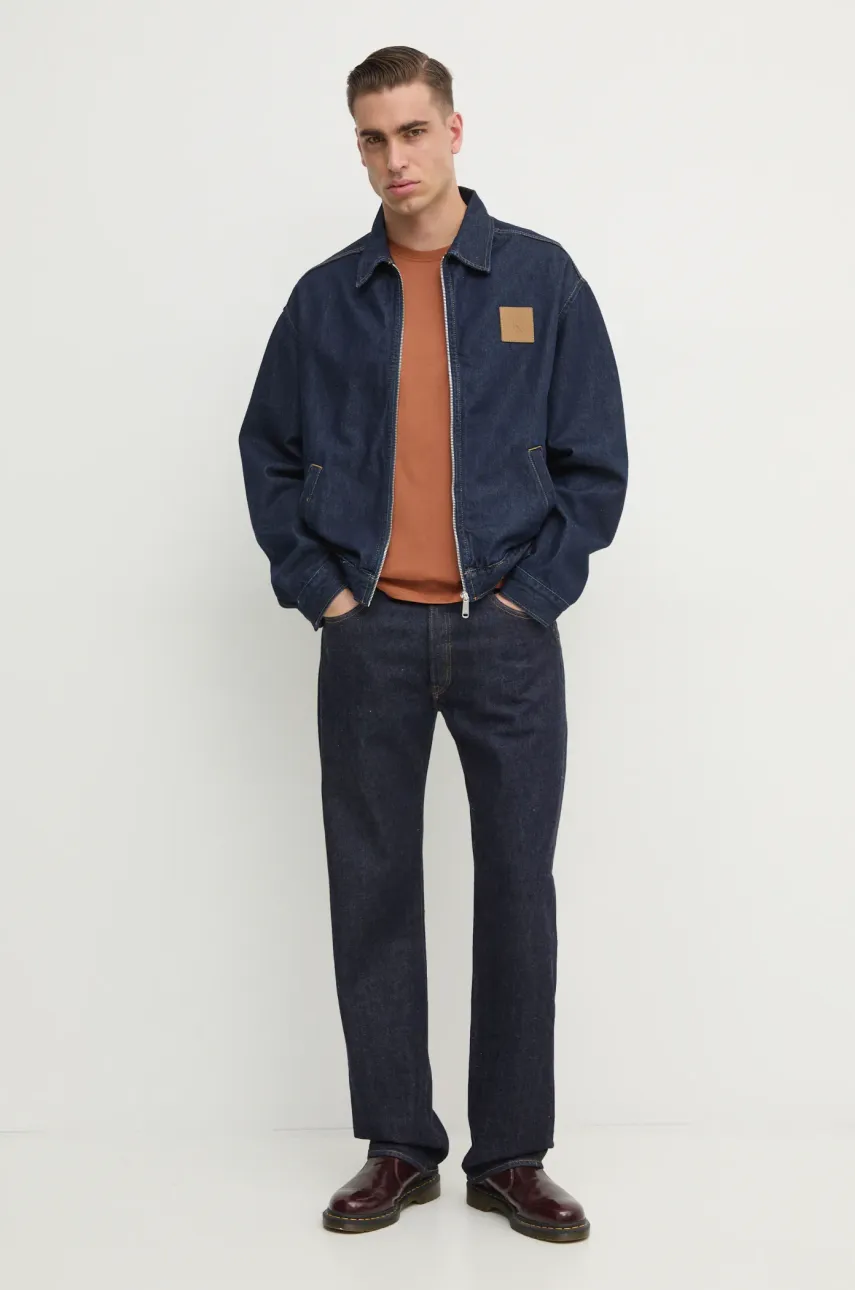 Джинсовая куртка Calvin Klein Jeans мужская цвет синий переходная oversize J30J327087 Джинсовая куртка Calvin Klein Jeans мужская цвет синий переходная oversize J30J327087