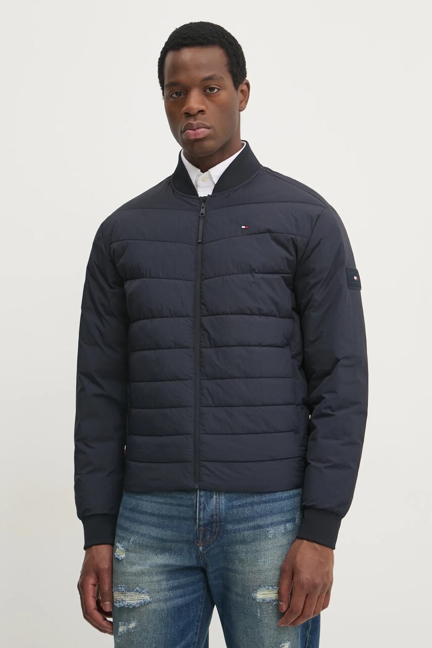 Levně Bunda Tommy Hilfiger pánská, tmavomodrá barva, přechodná, MW0MW37640