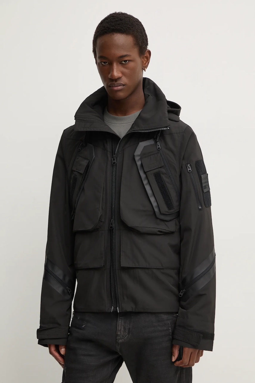 G-Star Raw geaca barbati, culoarea negru, de tranzitie, D25450-D737 G-Star Raw geaca barbati, culoarea negru, de tranzitie, D25450-D737
