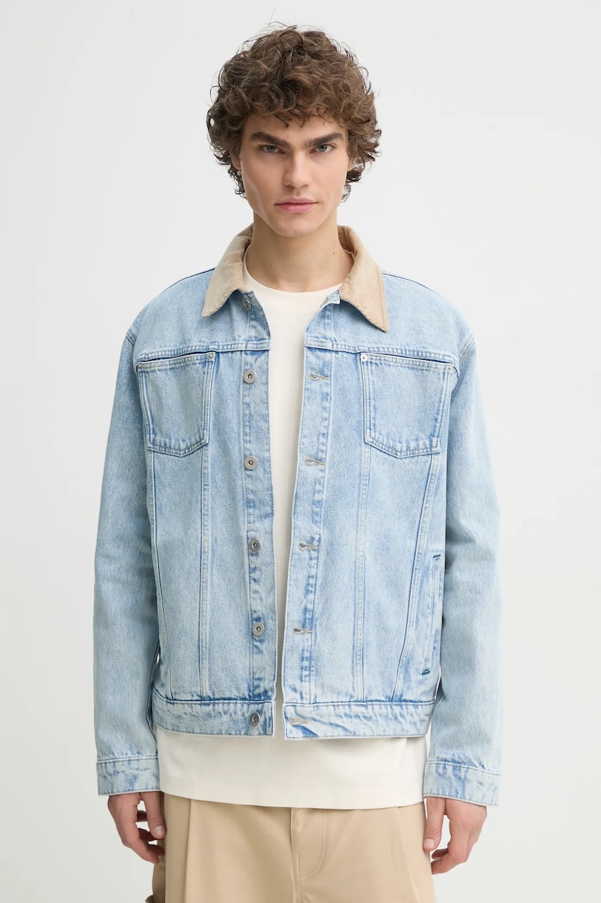 Drôle de Monsieur geacă jeans La Veste Jean DElavEe bărbați, de tranzitie, oversize, PERM-JT182-CO123-LBE Drôle de Monsieur geacă jeans La Veste Jean DElavEe bărbați, de tranzitie, oversize, PERM-JT182-CO123-LBE