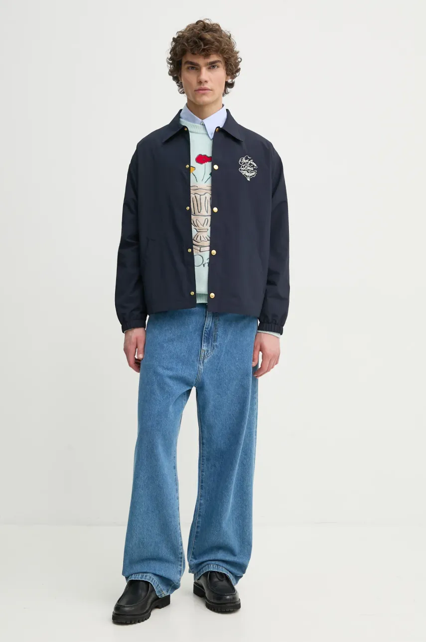 Куртка Drôle de Monsieur La Veste Slogan Vignes мужская цвет синий переходная F-JT209-PA012-NY Куртка Drôle de Monsieur La Veste Slogan Vignes мужская цвет синий переходная F-JT209-PA012-NY