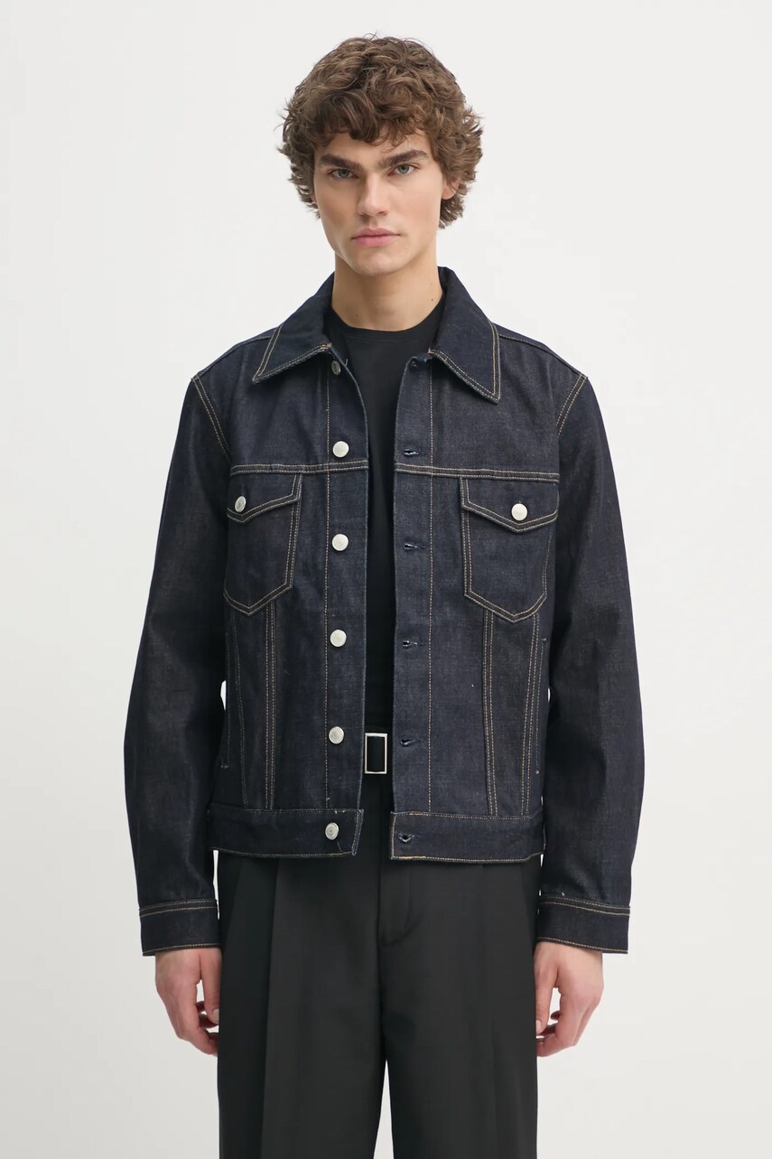 Marc O\'Polo geacă din denim bărbați, culoarea bleumarin, de tranziție, 5000005585