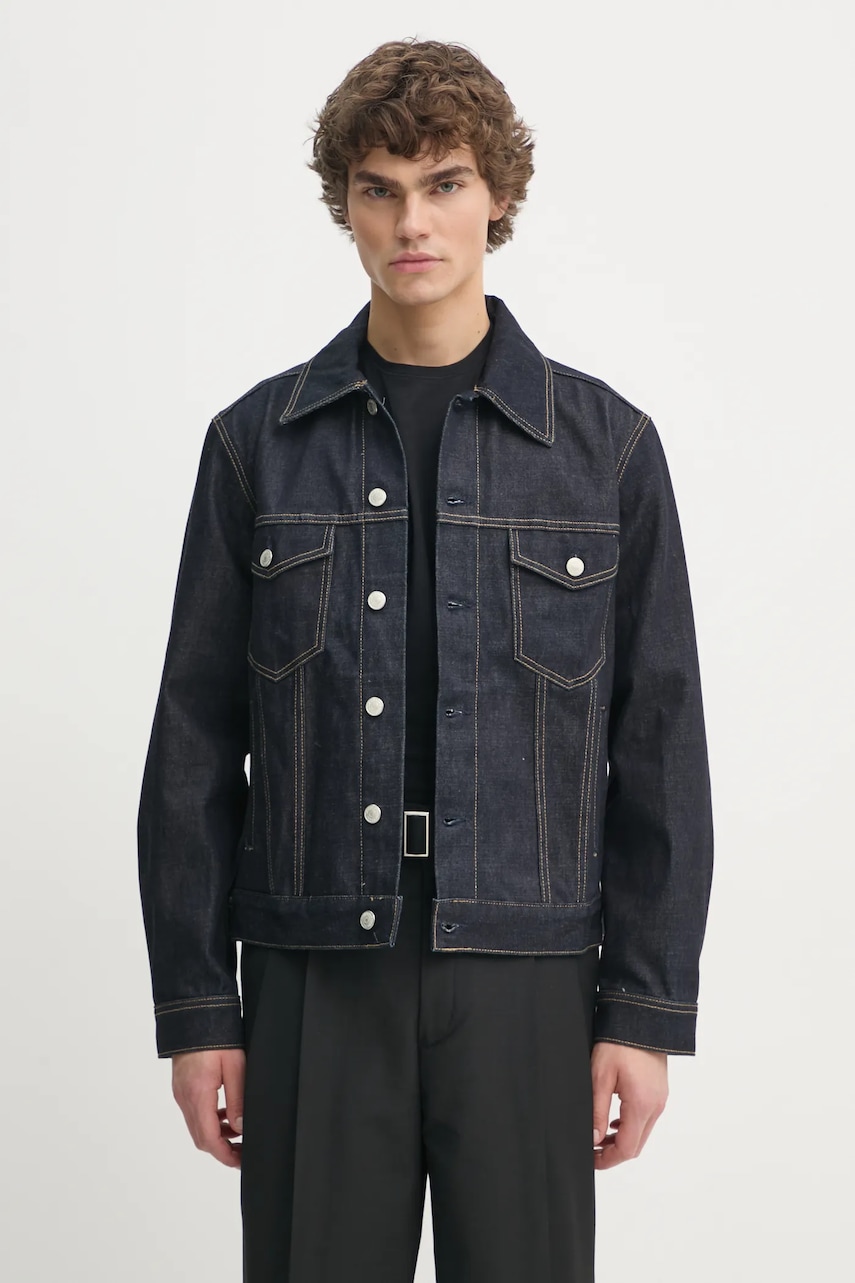 Marc O\'Polo geacă din denim bărbați, culoarea bleumarin, de tranziție, 5000005585