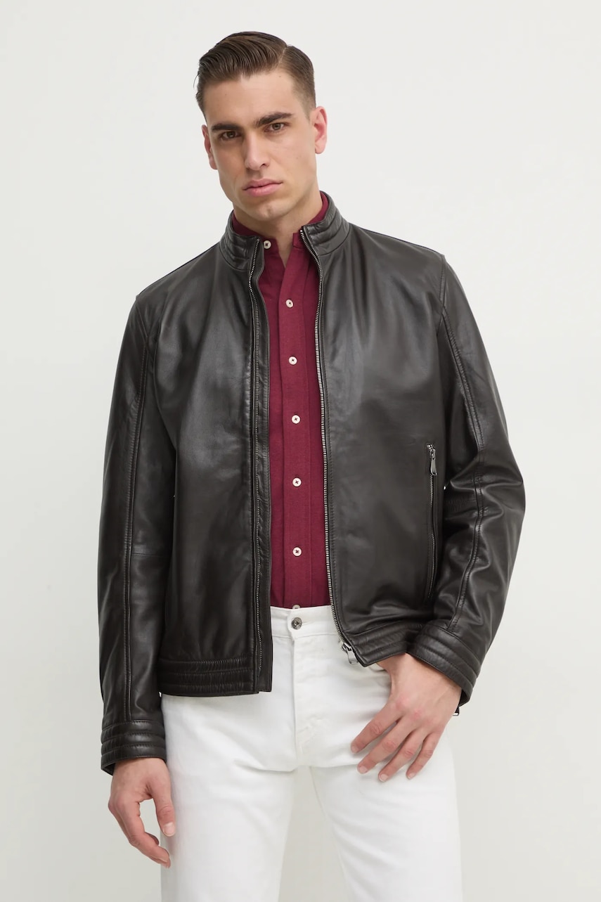 Joop! geaca de piele barbati, culoarea maro, de tranzitie, 80000718 2620019 Joop! geaca de piele barbati, culoarea maro, de tranzitie, 80000718 2620019