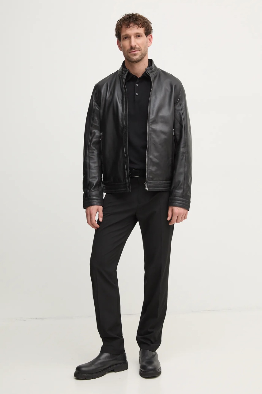 Joop! geaca de piele barbati, culoarea negru, de tranzitie, 80000718 2620019