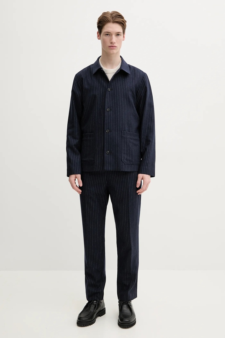Шерстяная куртка-бомбер A.P.C. veste kerlouan doublee цвет синий переходная WOARO.H03208 Шерстяная куртка-бомбер A.P.C. veste kerlouan doublee цвет синий переходная WOARO.H03208