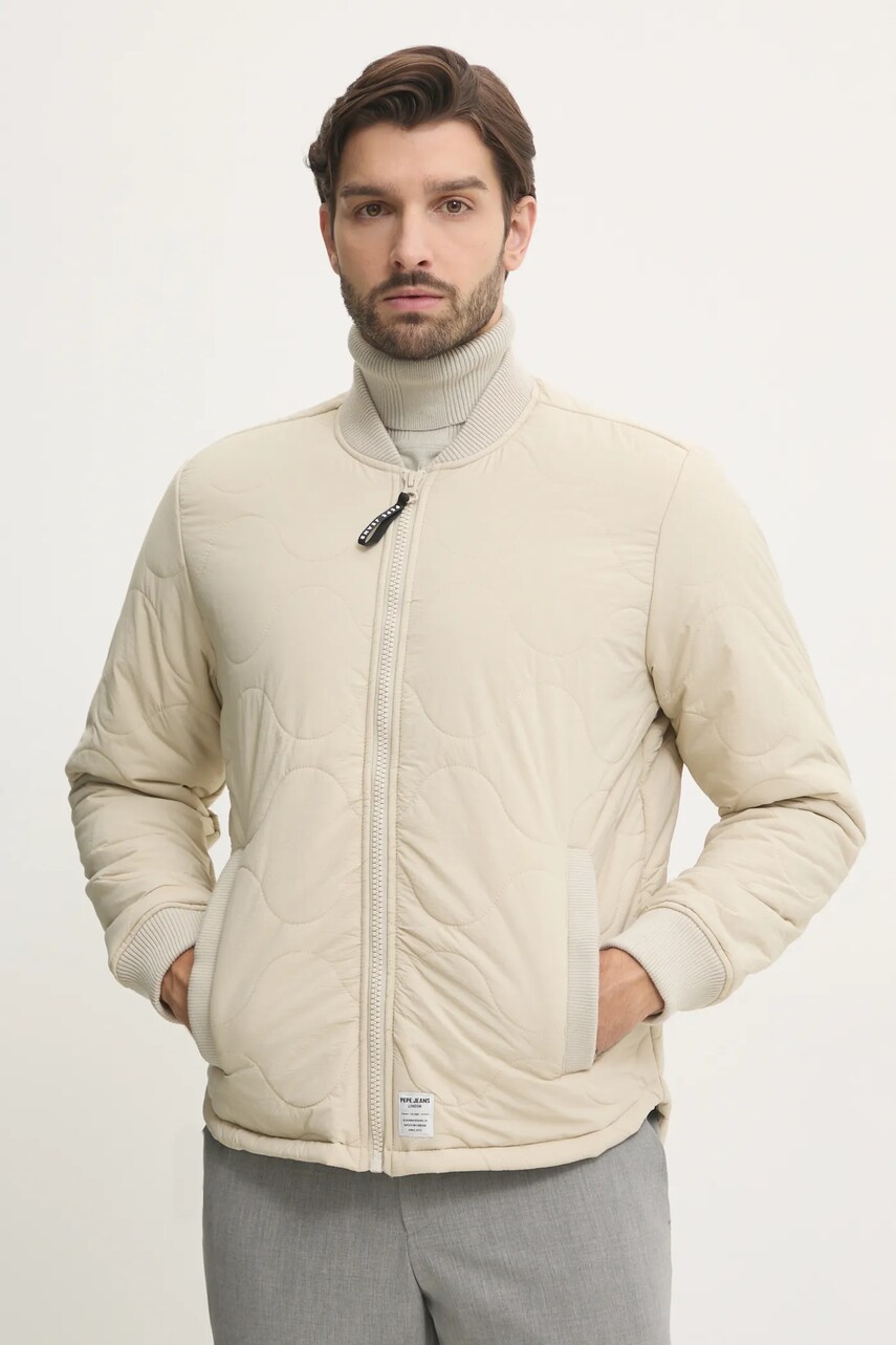 Pepe Jeans geacă MALABAR bărbați, culoarea bej, de tranziție, PM403061