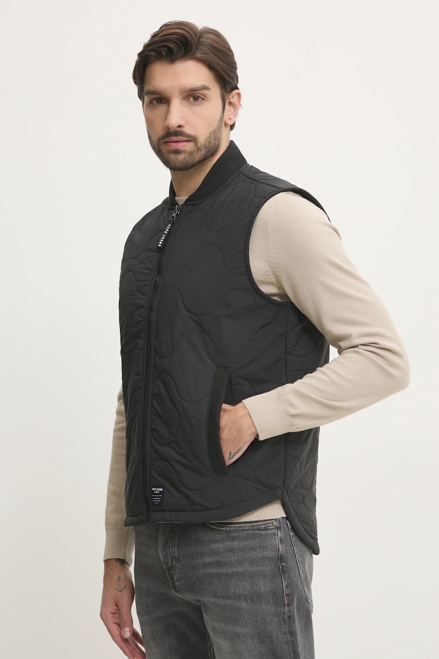 Pepe Jeans vesta MANU barbati, culoarea negru, de tranzitie, PM403069