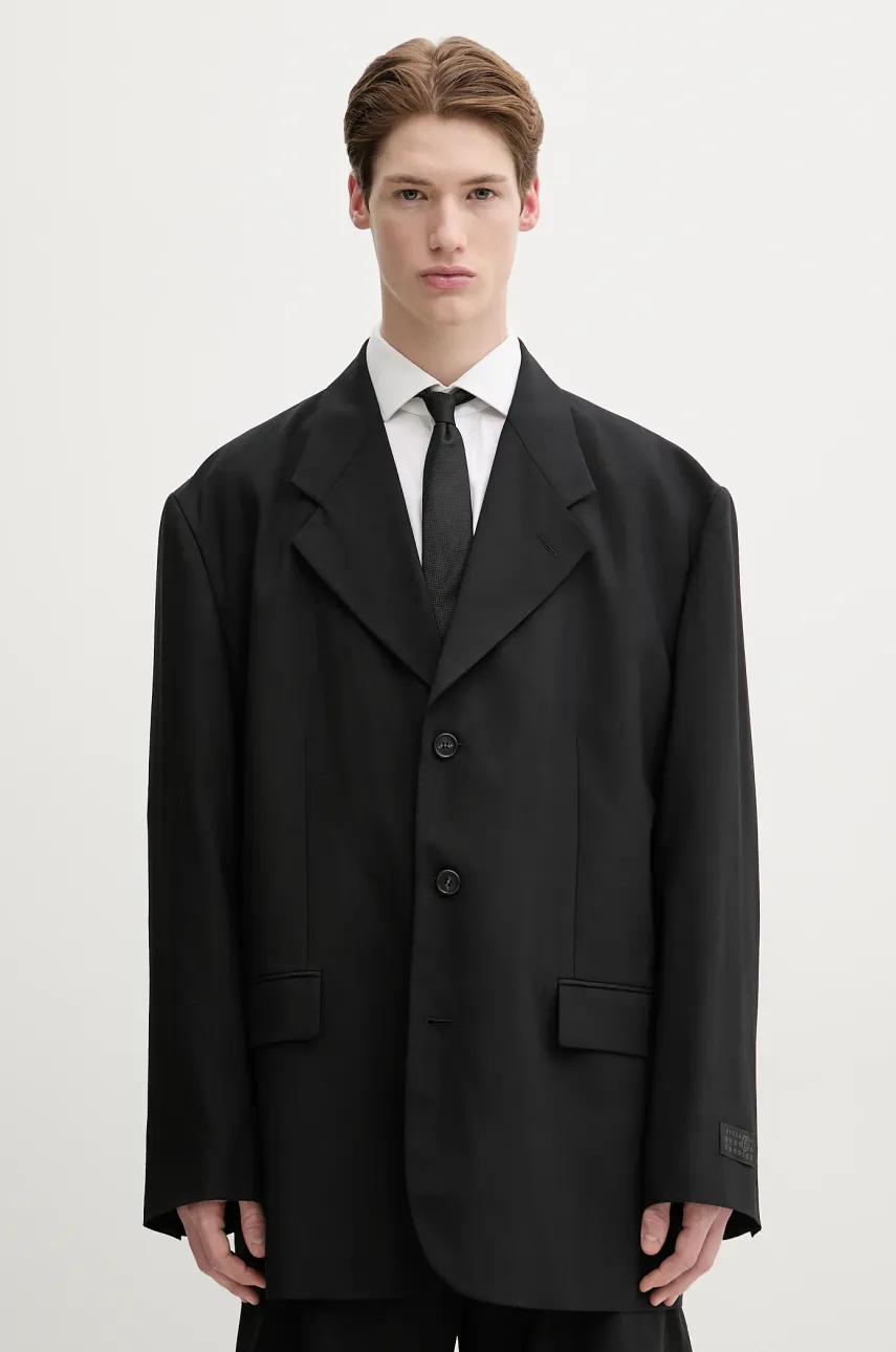 Vlněné sako MM6 Maison Margiela pánská, černá barva, SH0BN0011