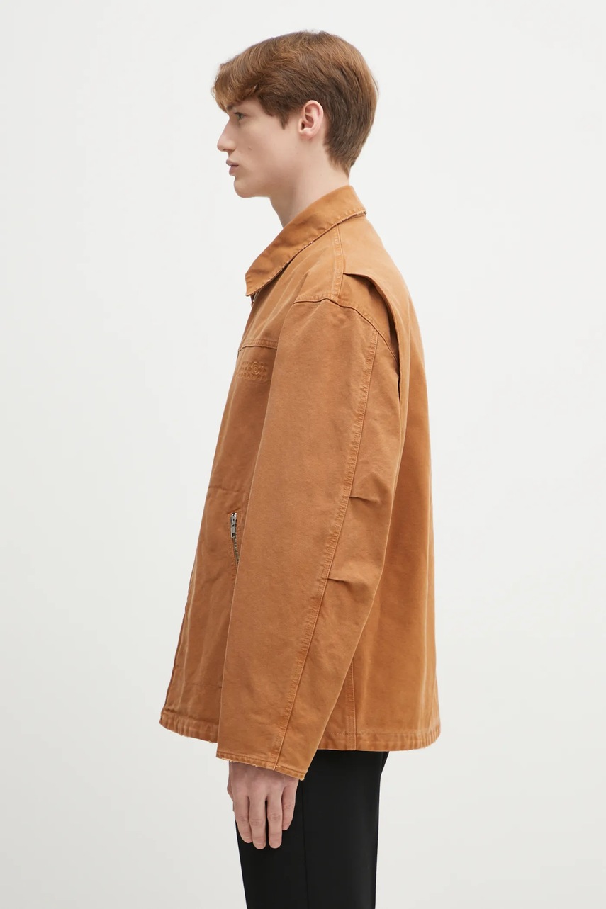 Хлопковая рубашка MM6 Maison Margiela цвет коричневый переходная SH0AM0048