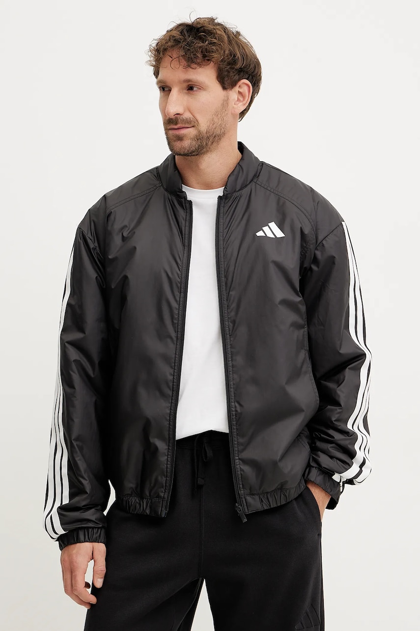 adidas geaca Essential culoarea negru, de tranzitie, JD1294 adidas geaca Essential culoarea negru, de tranzitie, JD1294