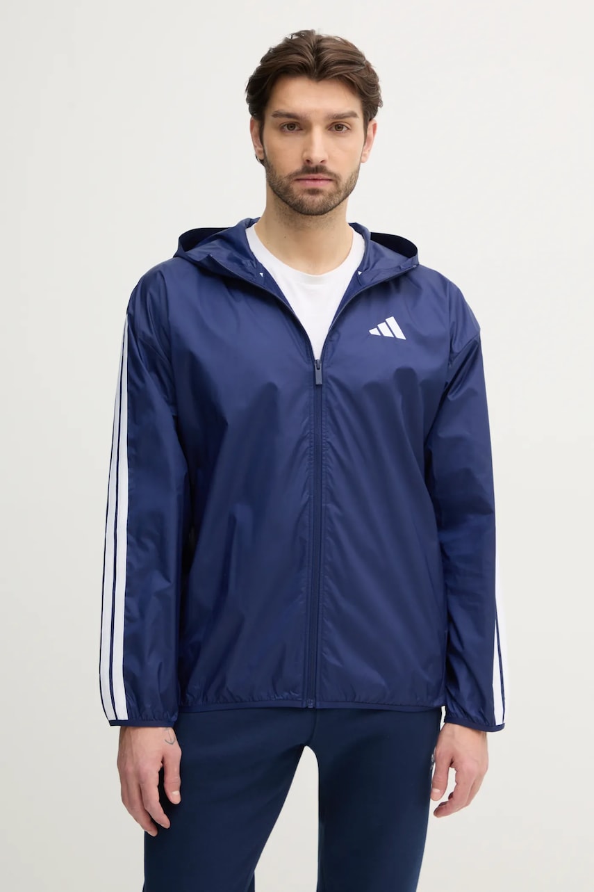 adidas geaca Essentials barbati, culoarea albastru marin, de tranzitie, JE6327