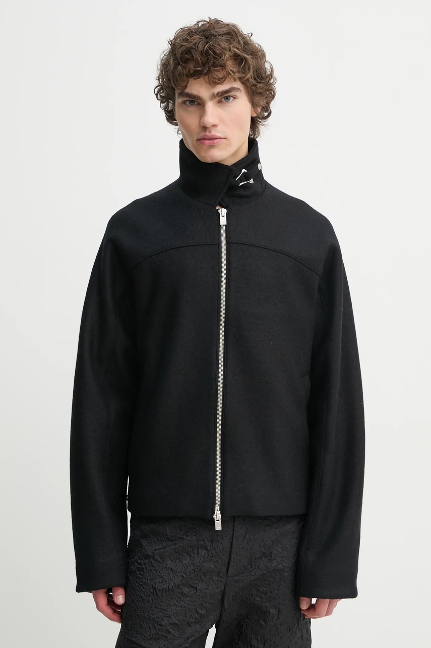 Μάλλινο μπουφάν Heliot Emil χρώμα: μαύρο, PRESS25_M_02_146_BLK01 φωτογραφία