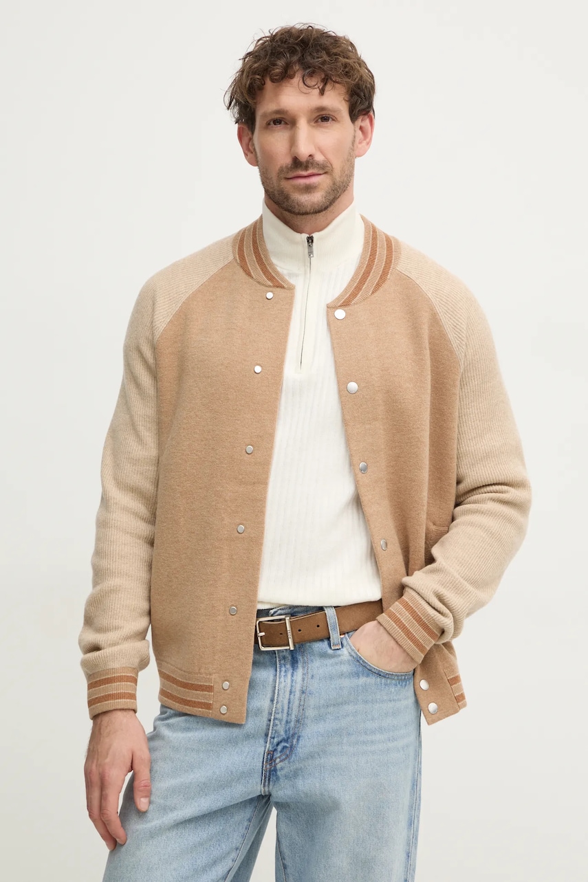 Hackett London cardigan barbati, culoarea bej, HM703278 Hackett London cardigan barbati, culoarea bej, HM703278