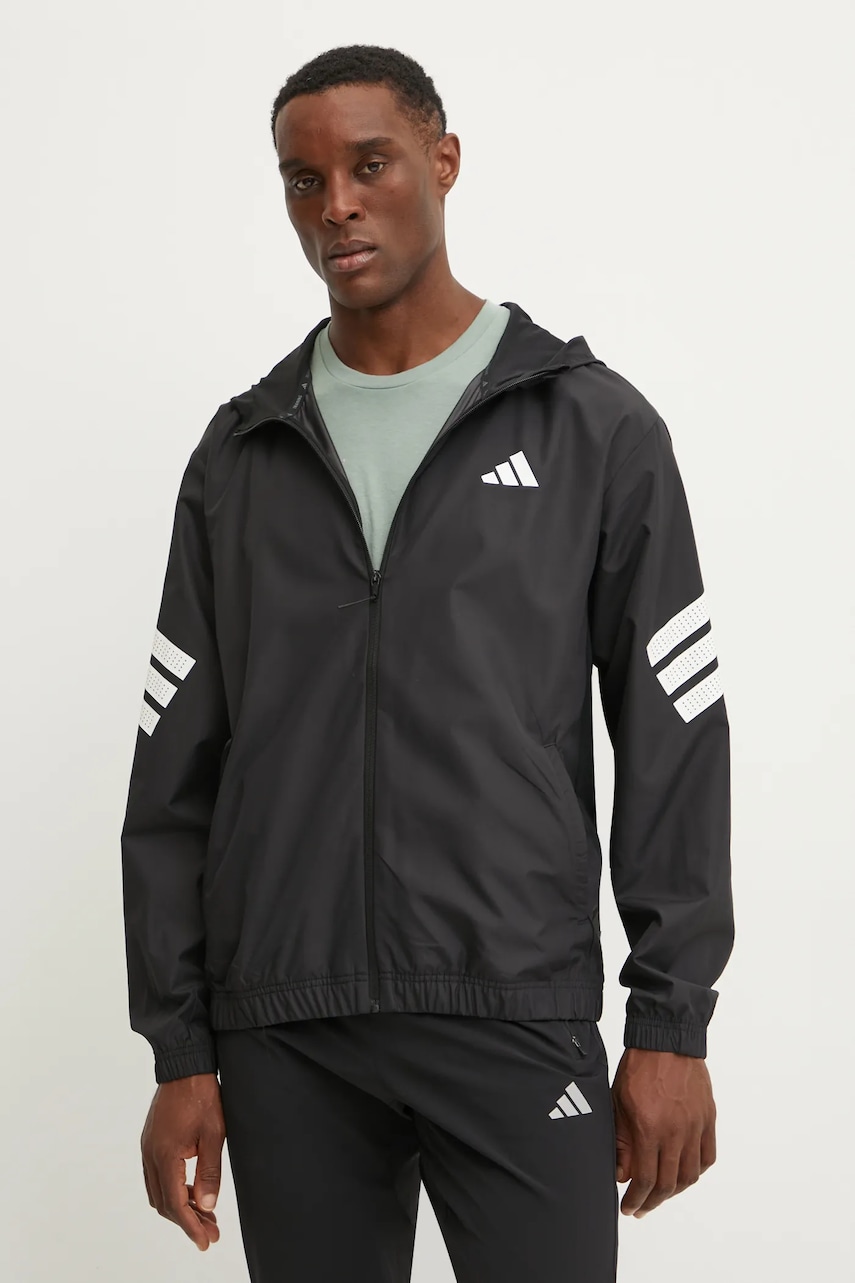 adidas Performance jacheta de antrenament Gym+ culoarea negru, de tranzitie, JM6753 adidas Performance jacheta de antrenament Gym+ culoarea negru, de tranzitie, JM6753