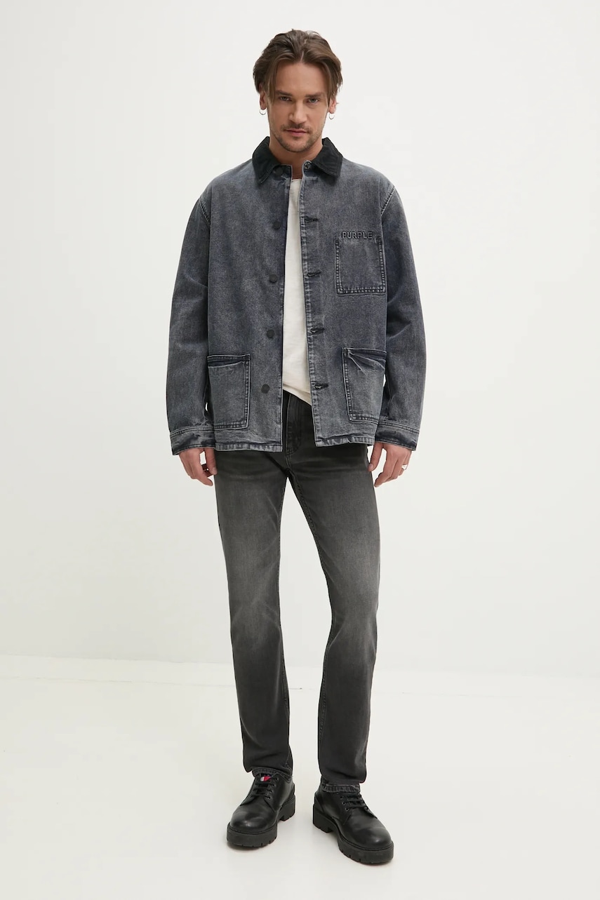 Джинсовая куртка PURPLE BRAND WORKWEAR ROYALTIES CANVAS цвет серый переходная oversize P080-WJDB125 Джинсовая куртка PURPLE BRAND WORKWEAR ROYALTIES CANVAS цвет серый переходная oversize P080-WJDB125