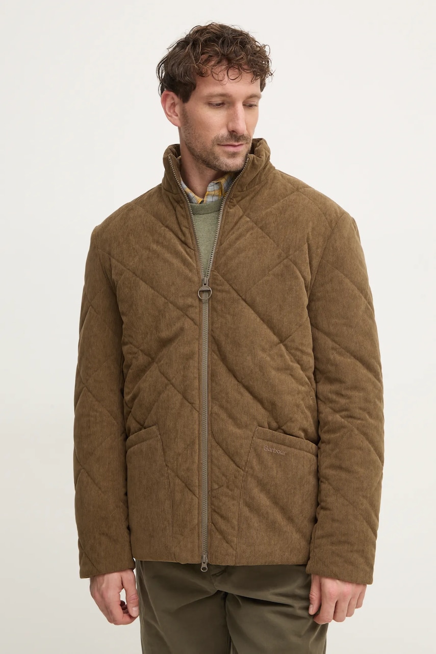 Barbour geaca barbati, culoarea verde, de tranzitie, oversize, MQU1836BR51 Barbour geaca barbati, culoarea verde, de tranzitie, oversize, MQU1836BR51