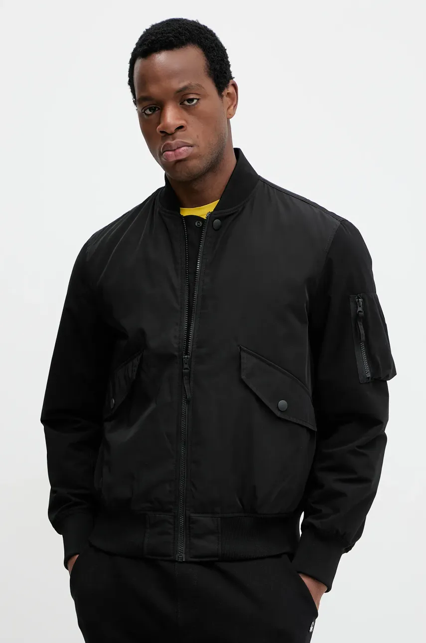 United Colors of Benetton geacă bomber culoarea negru, de tranzitie, 2ZPSUN06G