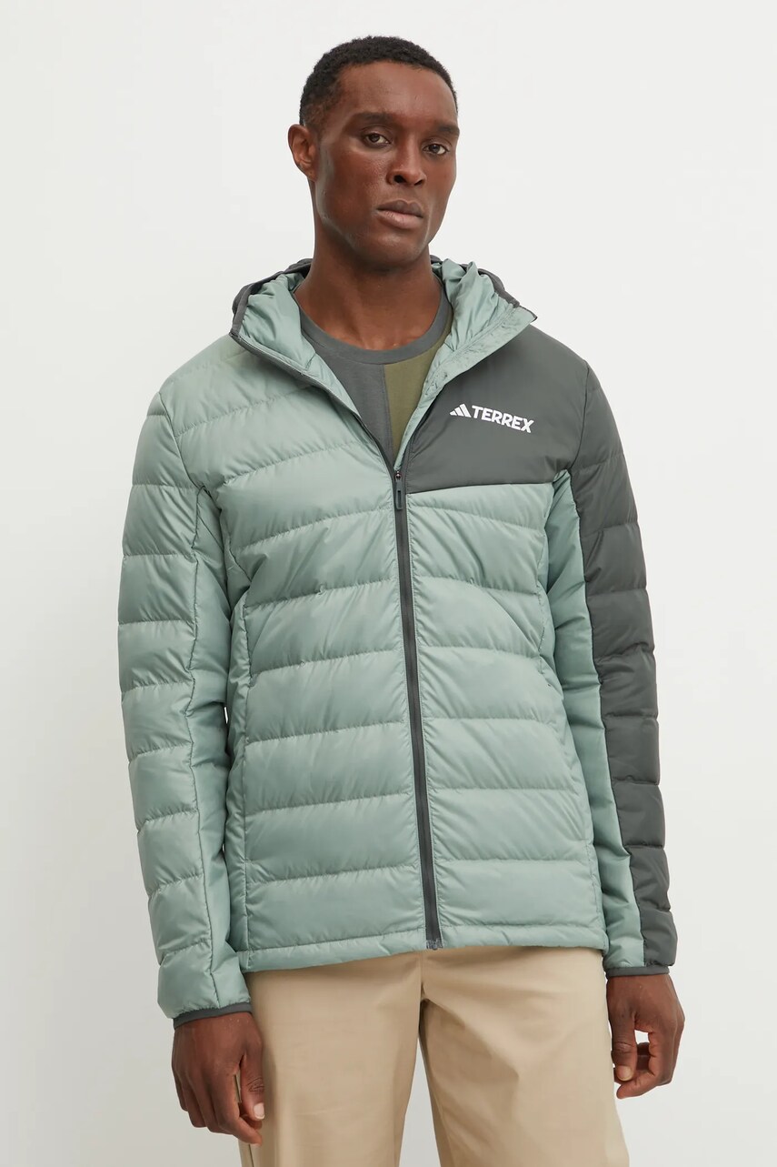adidas TERREX geacă sport din puf Multi culoarea verde, de tranzitie, JD8393