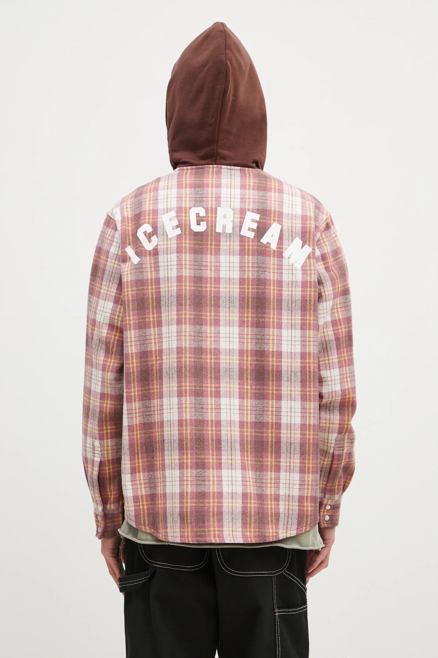 ICECREAM koszula z domieszką wełny Hooded Flannel Zip Through (zdjęcie 3)