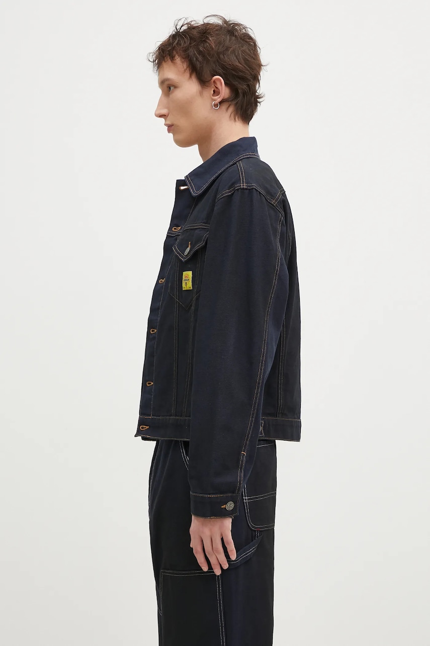 Джинсовая куртка ICECREAM Oil Stained Trucker Jacket мужская переходная oversize ICW008 Джинсовая куртка ICECREAM Oil Stained Trucker Jacket мужская переходная oversize ICW008