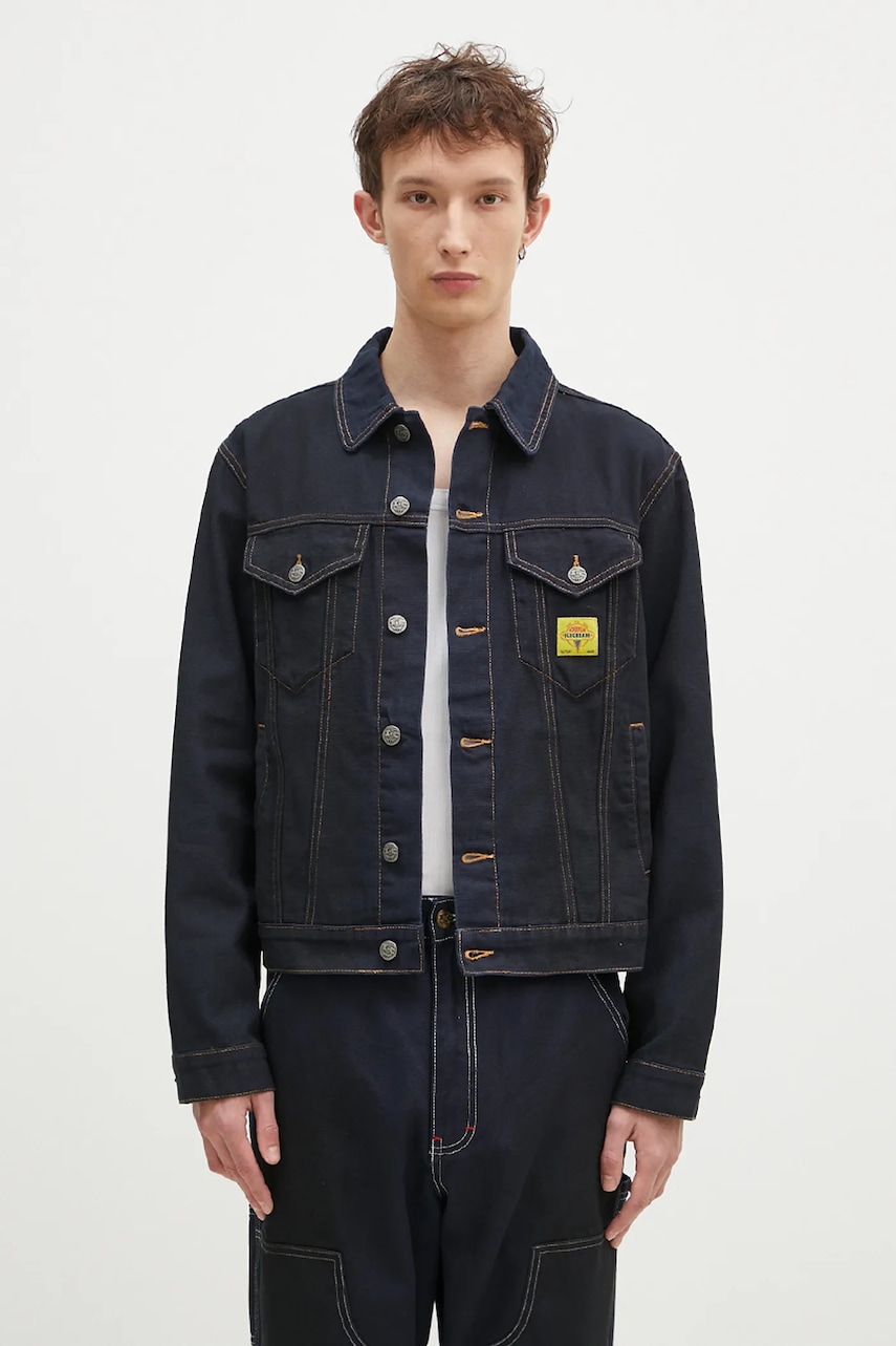 ICECREAM geacă din denim Oil Stained Trucker Jacket bărbați, de tranziție, oversized, ICW008