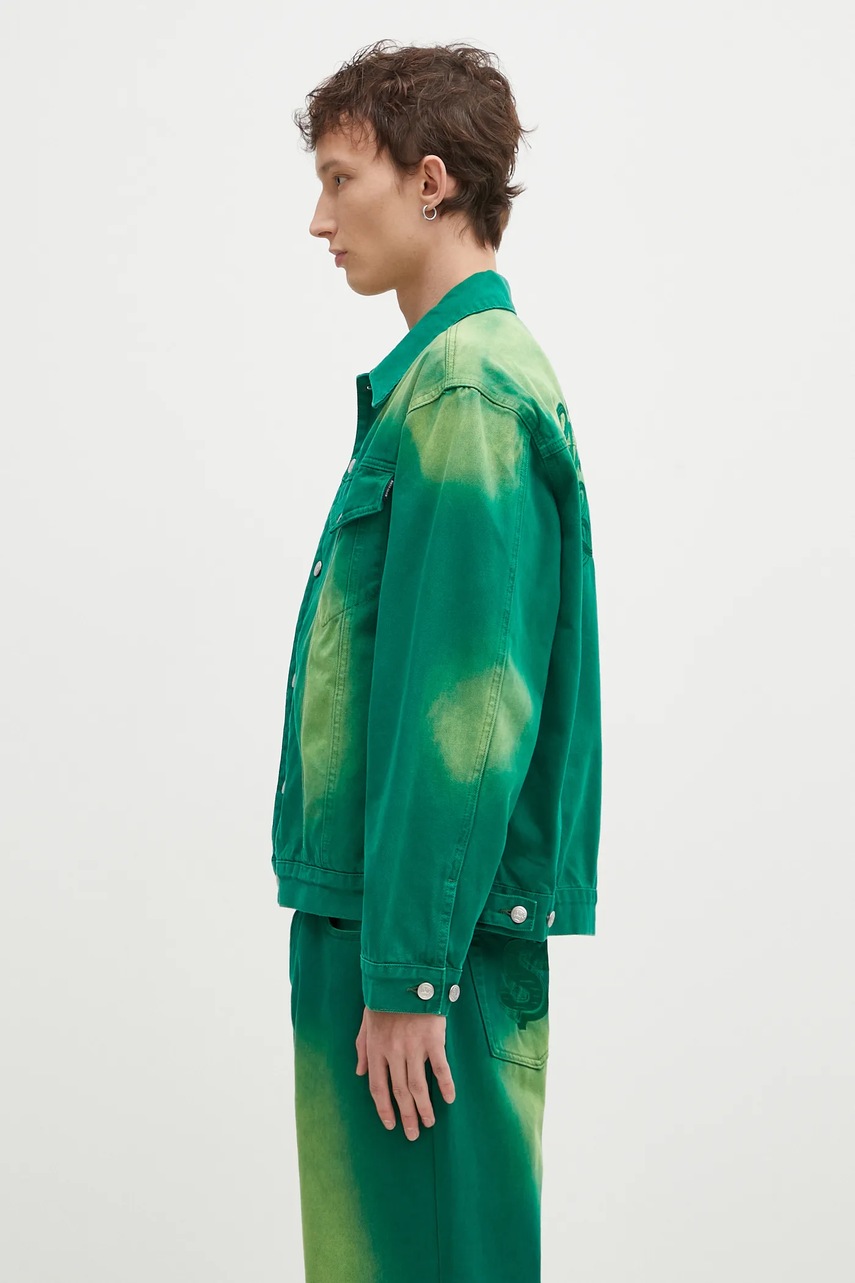 Джинсовая куртка Billionaire Boys Club Garment Dyed Denim Jacket мужская цвет зелёный переходная oversize B24411