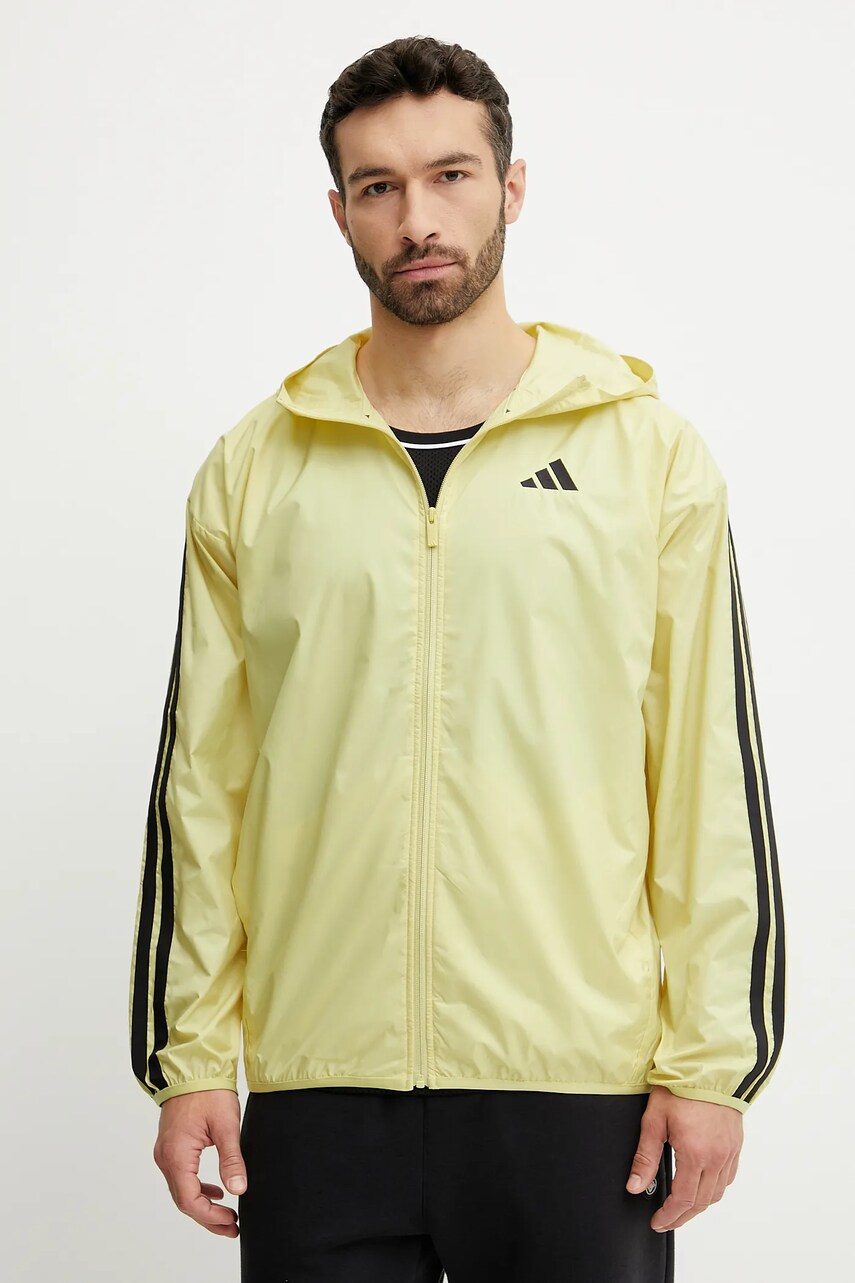 adidas geaca Essentials culoarea galben, de tranzitie, IM7847