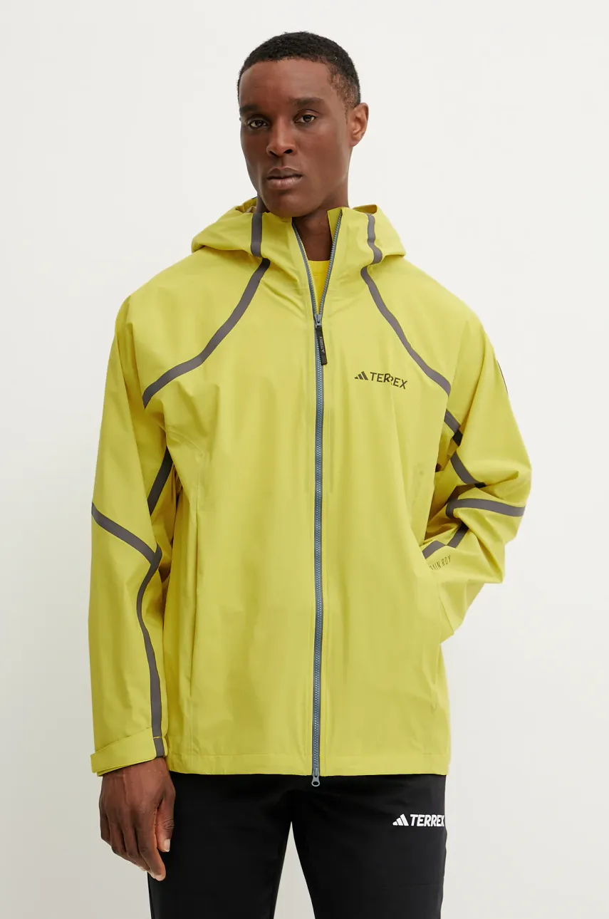 Lacno Nepremokavá bunda adidas TERREX x National Geographic pánska, žltá farba, JD5834