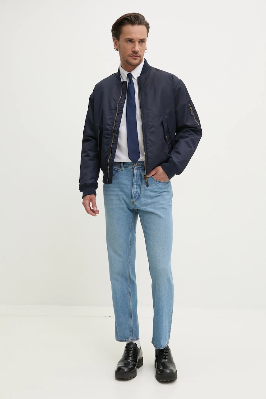 Куртка-бомбер Guess Jeans цвет синий переходная M5RL81 WHAA2 Куртка-бомбер Guess Jeans цвет синий переходная M5RL81 WHAA2