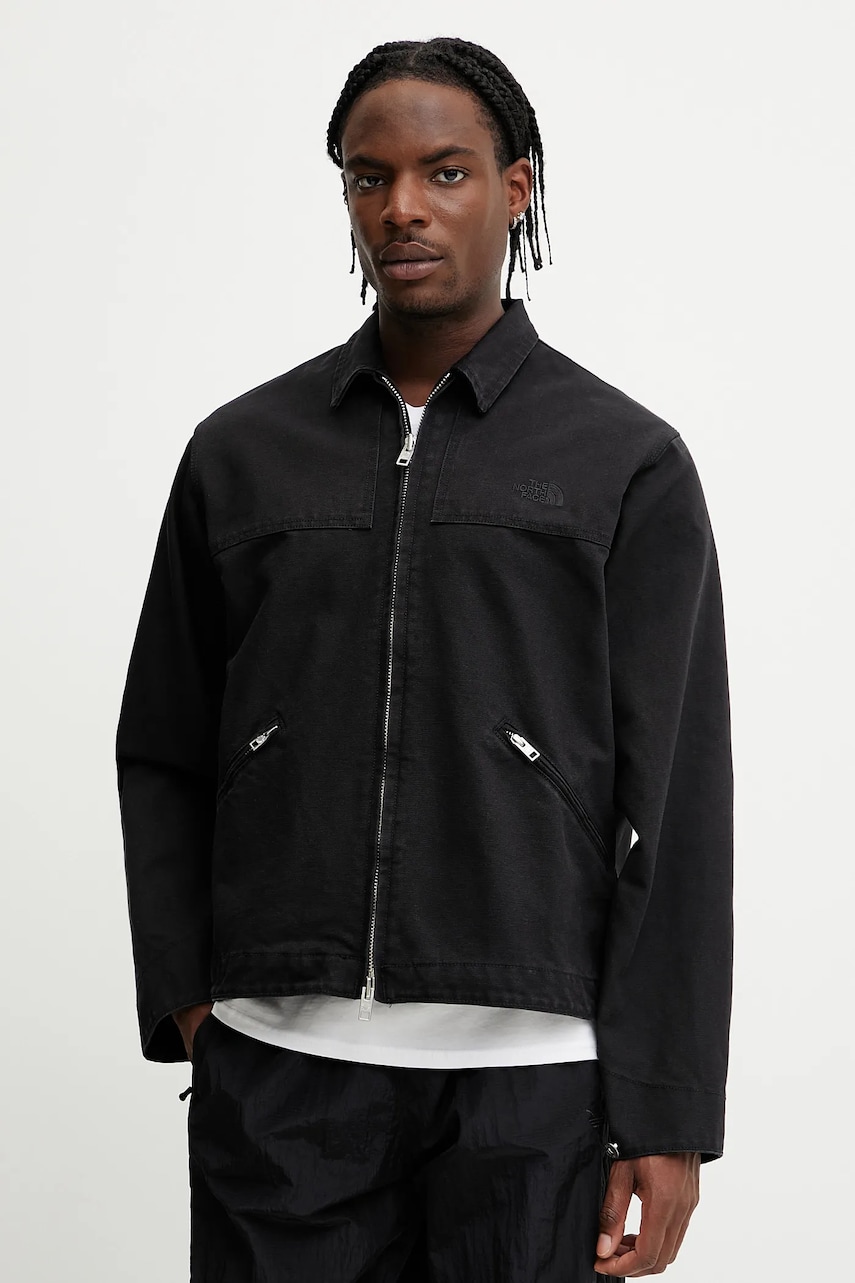 The North Face jacheta de bumbac Cedar Canvas Work culoarea negru, de tranzitie, NF0A8B72JK31