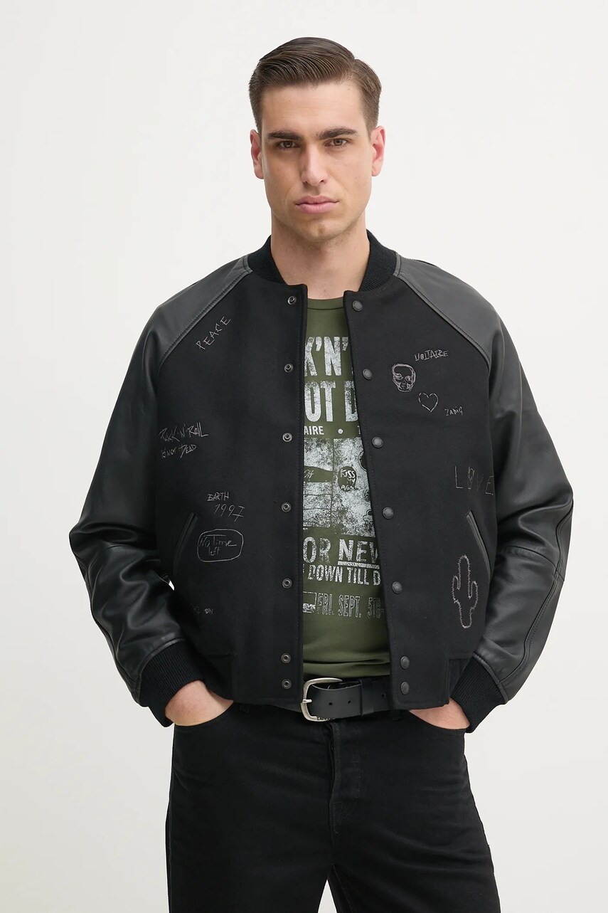 ZADIG&VOLTAIRE geaca bomber culoarea negru, de tranzitie, RMOW01117